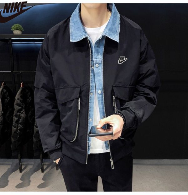 Luxury Champion Coats Black Denim Casual Luxury