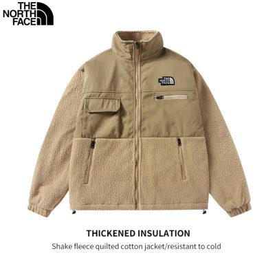 Luxury The North Face Coat Khaki Fleece Patchwork Style