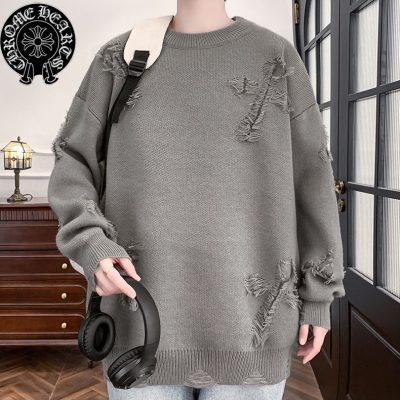 High Quality Chrome Hearts Sweaters Gold Distressed Luxury