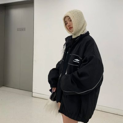 High Quality Balenciaga Coats Black Cotton Logo Collection