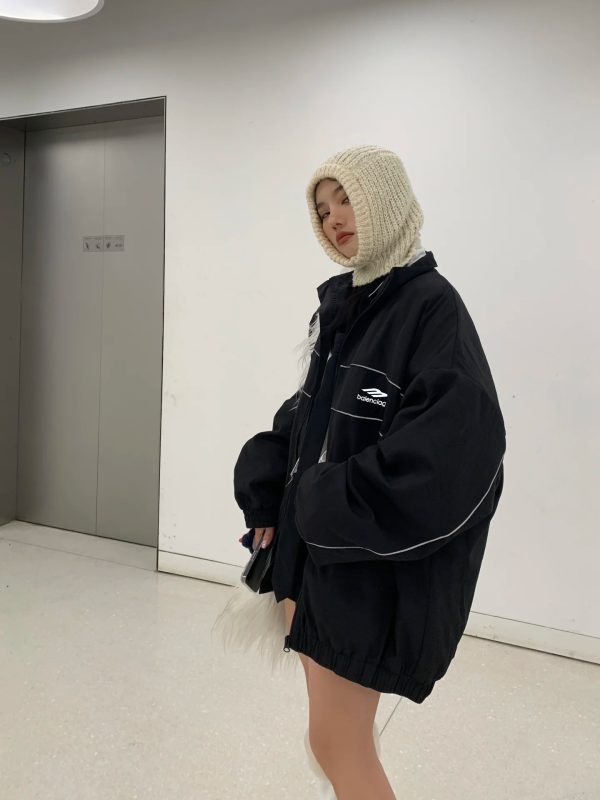 High Quality Balenciaga Coats Black Cotton Logo Collection