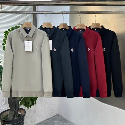 Best Selling Moncler Shirts Black Fleece Logo Luxury