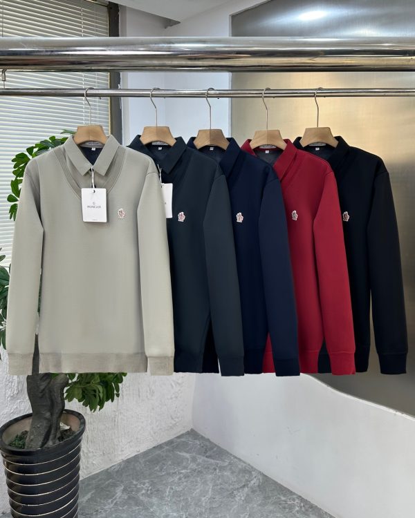 Best Selling Moncler Shirts Black Fleece Logo Luxury