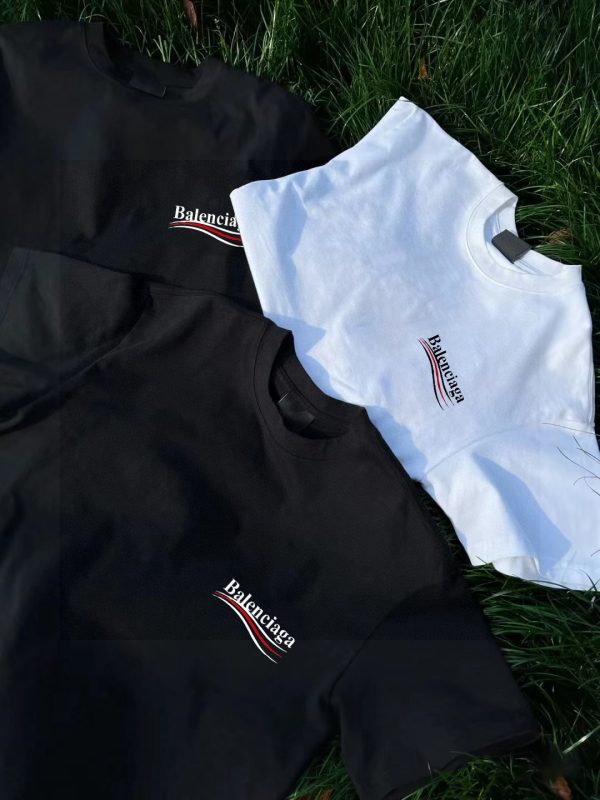 Luxury Balenciaga Short Sleeves White Cotton Logo Style