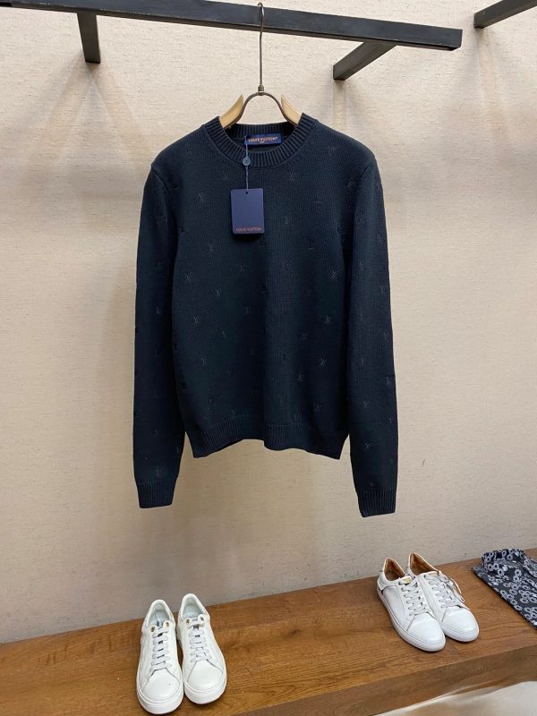 High Quality Louis Vuitton Sweater Black Knit Classic Style
