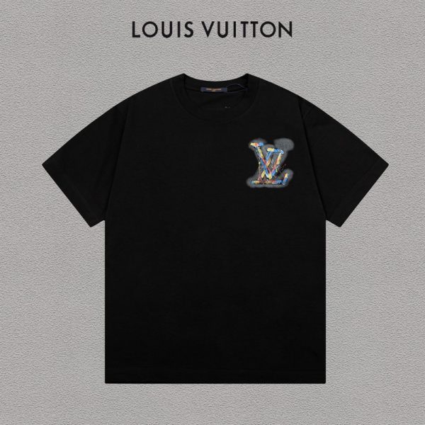 Premium Quality Louis Vuitton Short Sleeves Black Cotton Style