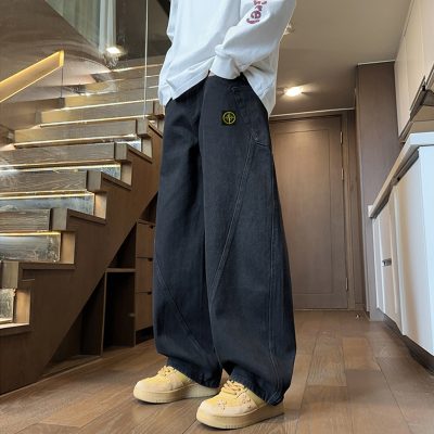 Luxury Stone Island Jeans Black Fleece Solid Luxury