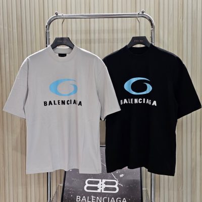 Luxury Balenciaga Short Sleeves Black Logo Collection