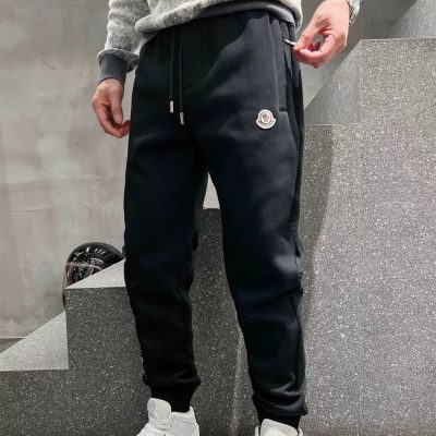 Luxury Moncler Fleece Pants Silver Fleece Casual Style