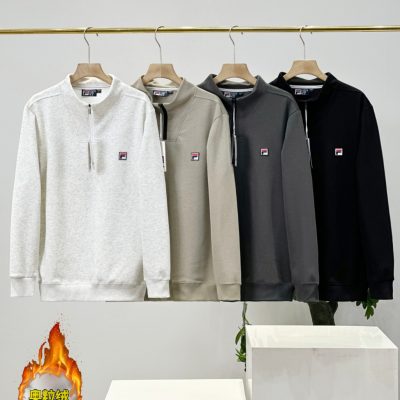 Premium Quality Fila Long Sleeves Gray Fleece Logo Collection