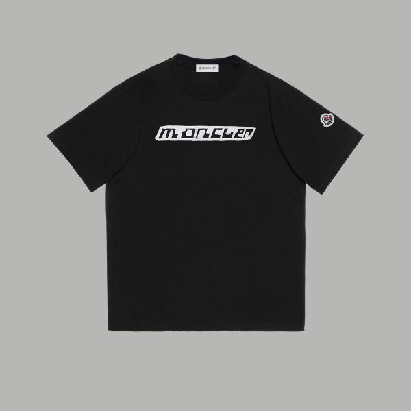 Luxury Moncler Short Sleeves Black Cotton Print Style