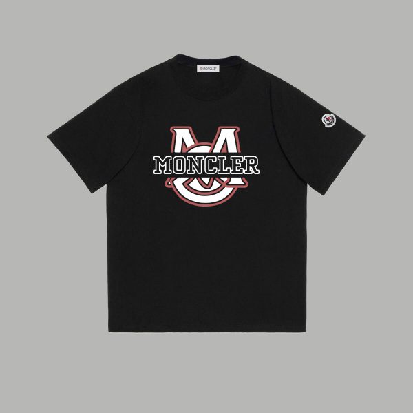 Premium Quality Moncler Short Sleeves Black Cotton Print Style