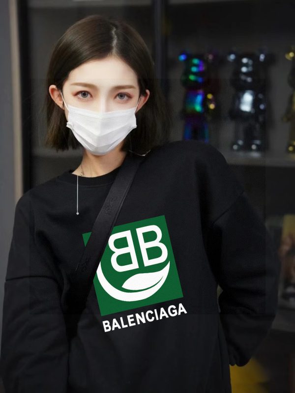 Premium Quality Balenciaga Hoodie Green Fleece Logo Collection