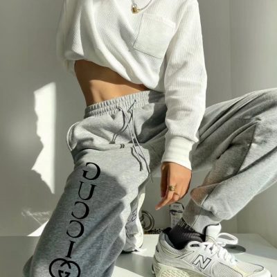 Premium Quality Gucci Sweatpants Silver Logo Collection
