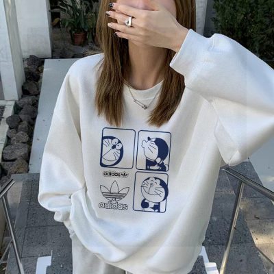 Premium Adidas Hoodie Silver Fleece Print Luxury