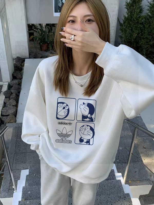 Premium Adidas Hoodie Silver Fleece Print Luxury