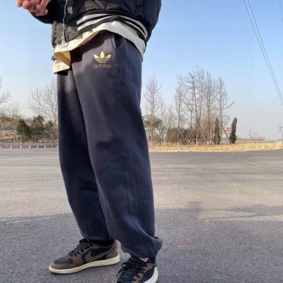 Premium Adidas Sweatpants Grey Fleece Print Luxury