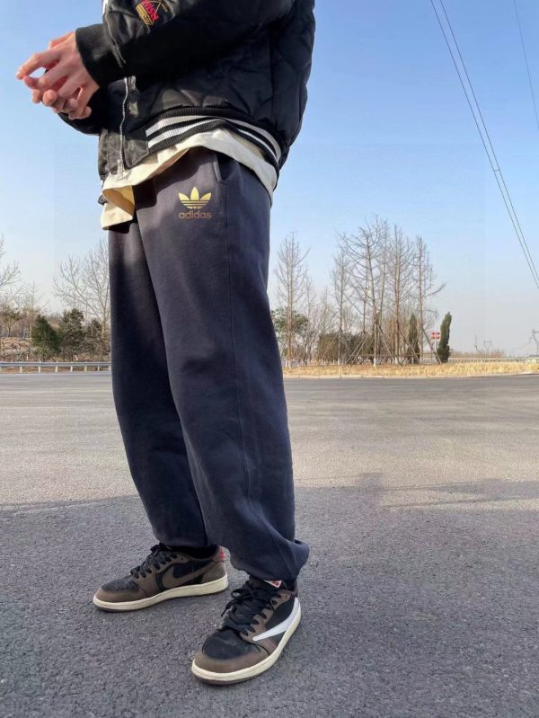 Premium Adidas Sweatpants Grey Fleece Print Luxury