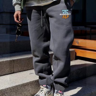 Premium Quality Burberry Pants Gray Monogram Collection