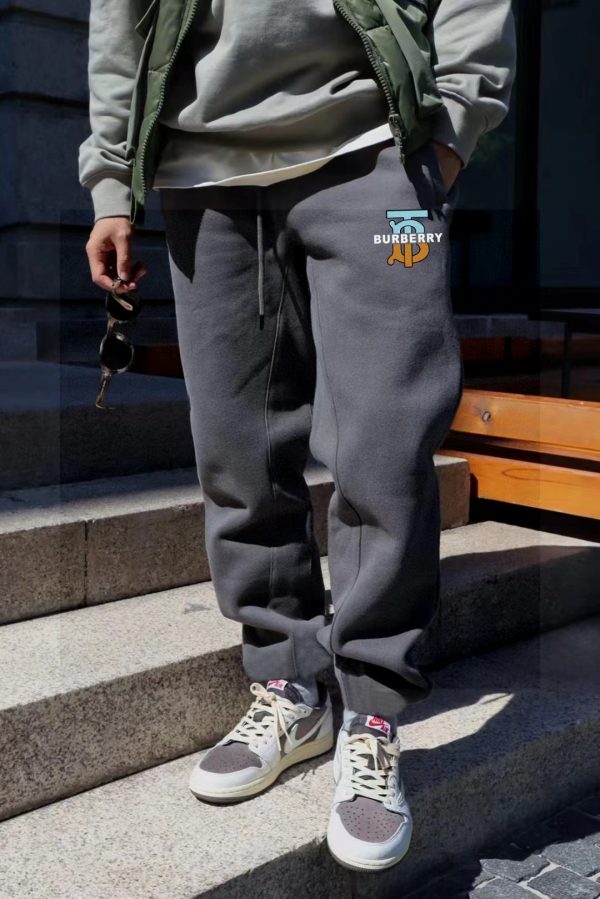 Premium Quality Burberry Pants Gray Monogram Collection