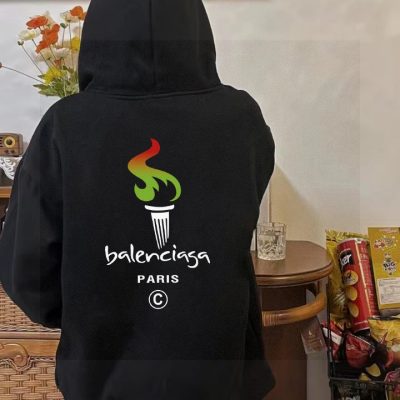 Best Selling Balenciaga Sweatshirts Gray Fleece Embroidery Style