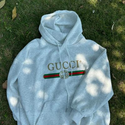 High Quality Gucci Sweatshirts Gray Fleece Classic Style
