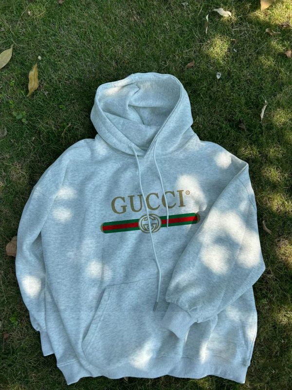 High Quality Gucci Sweatshirts Gray Fleece Classic Style