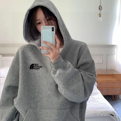 High Quality The North Face Sweatshirts Gray Fleece Logo Style
