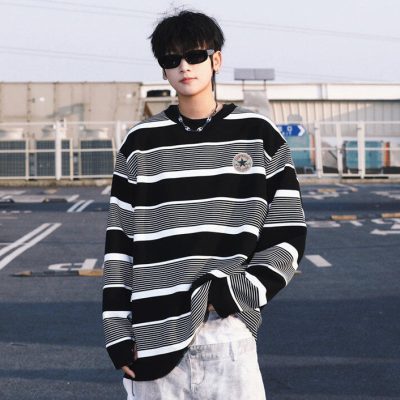 Luxury Converse Long Sleeves Black Striped Collection