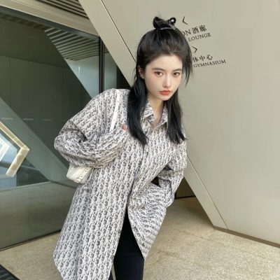 Premium Dior Shirt Grey Denim Classic Style