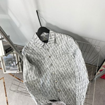 Premium Quality Dior Shirt Grey Denim Classic Luxury