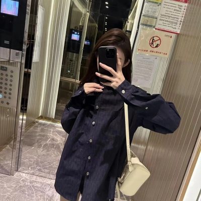 Premium Dior Long Sleeves Navy Denim Monogram Luxury