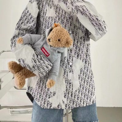 High Quality Dior Shirt Gray Denim Classic Luxury