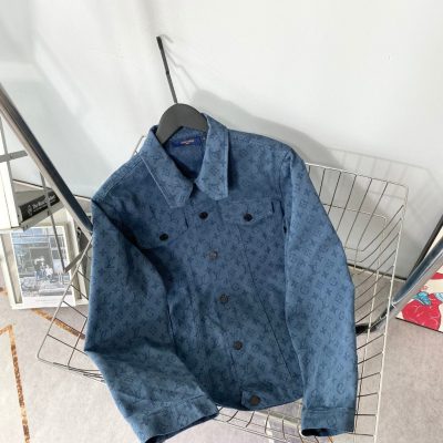 Premium Quality Louis Vuitton Coats Navy Denim Classic Style