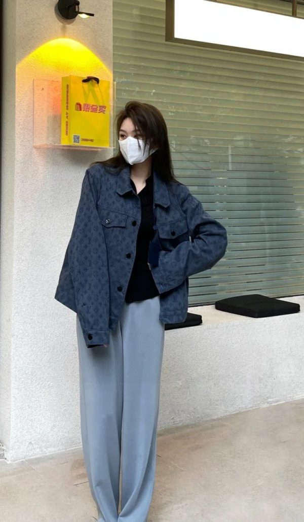 High Quality Louis Vuitton Coats Navy Denim Classic Collection
