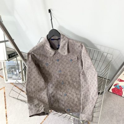 Luxury Louis Vuitton Coats Gray Denim Classic Luxury