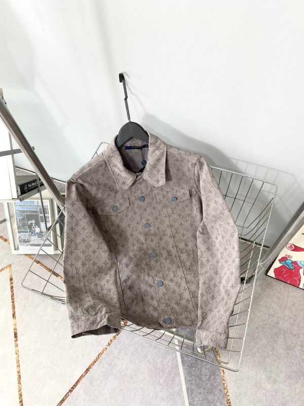 Luxury Louis Vuitton Coats Gray Denim Classic Luxury