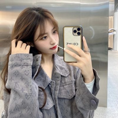High Quality Louis Vuitton Coats Gray Denim Classic Style