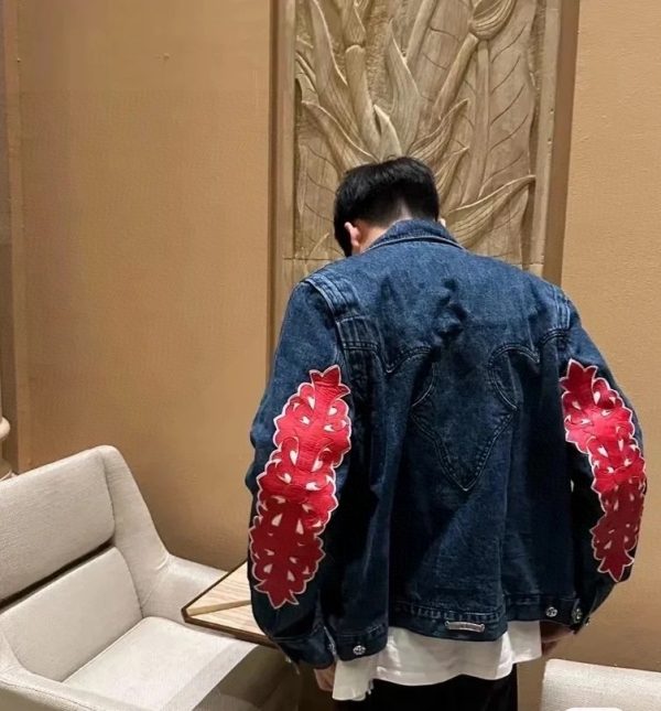Premium Quality Chrome Hearts Jackets Red Leather Embroidered Luxury