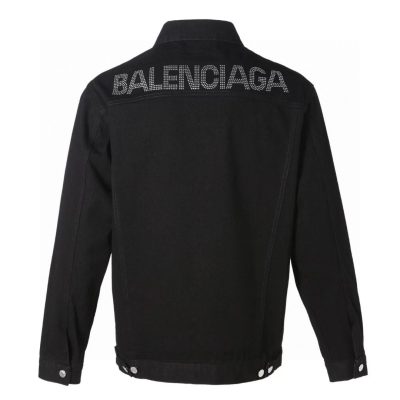 Luxury Balenciaga Coats White Denim Rhinestone Luxury