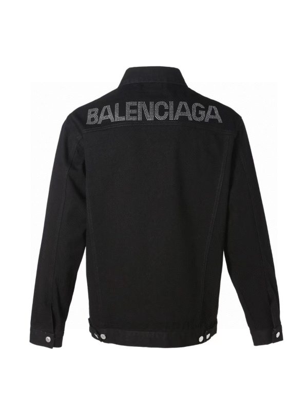 Luxury Balenciaga Coats White Denim Rhinestone Luxury