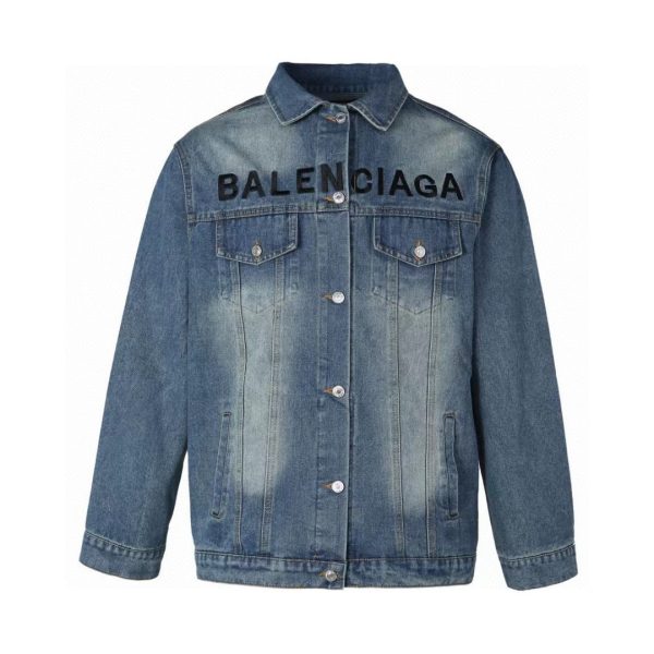 Luxury Balenciaga Coats White Denim Embroidered Style