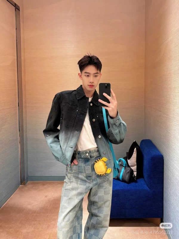 Premium Louis Vuitton Pants Blue Denim Gradient Style