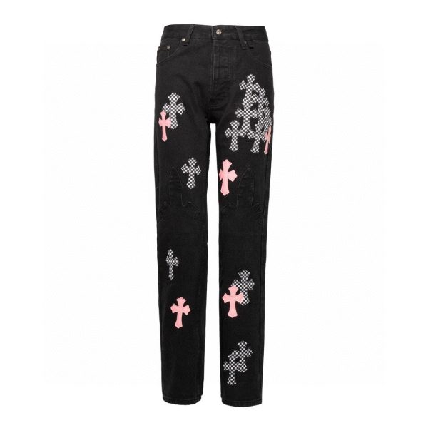 Premium Chrome Hearts Jeans White Leather Vintage Collection