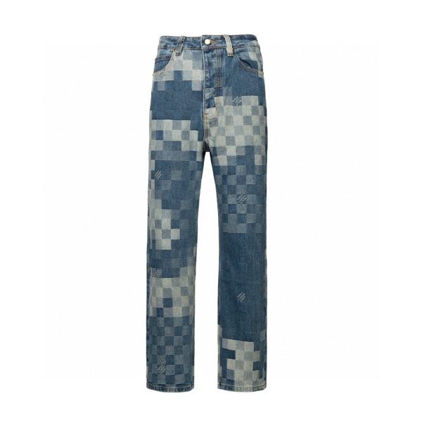Premium Louis Vuitton Jeans White Cotton Gradient Style