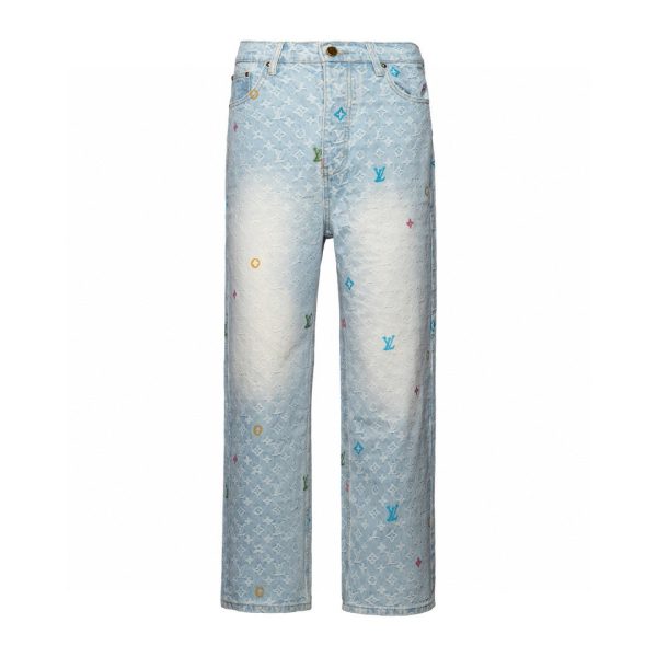 Best Selling Louis Vuitton Jeans White Denim Monogram Style