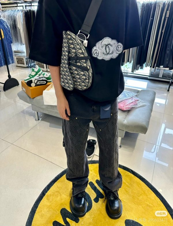 Best Selling Louis Vuitton Jeans Black Denim Washed Style