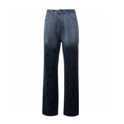 Premium Quality Louis Vuitton Jeans White Cotton Gradient Style
