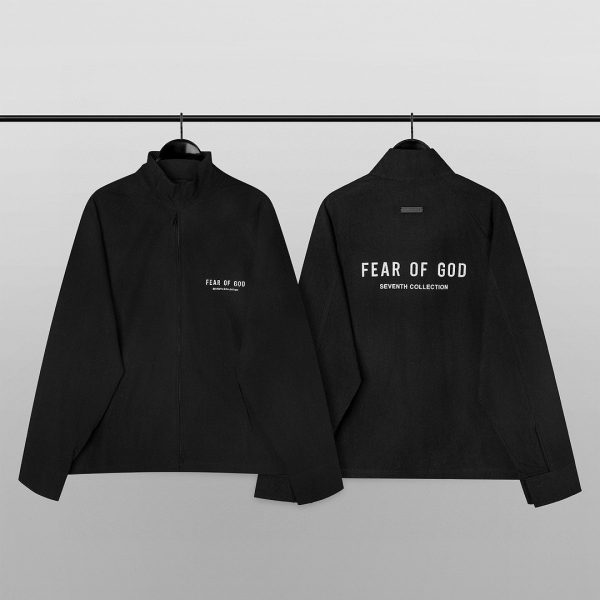 High Quality Fear Of God Coat Black Nylon Print Style