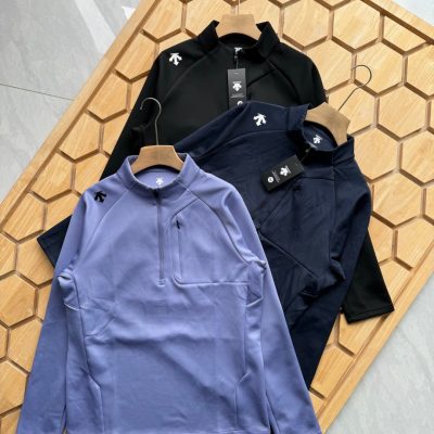High Quality Descente Hoodie Black Polyester Sporty Style